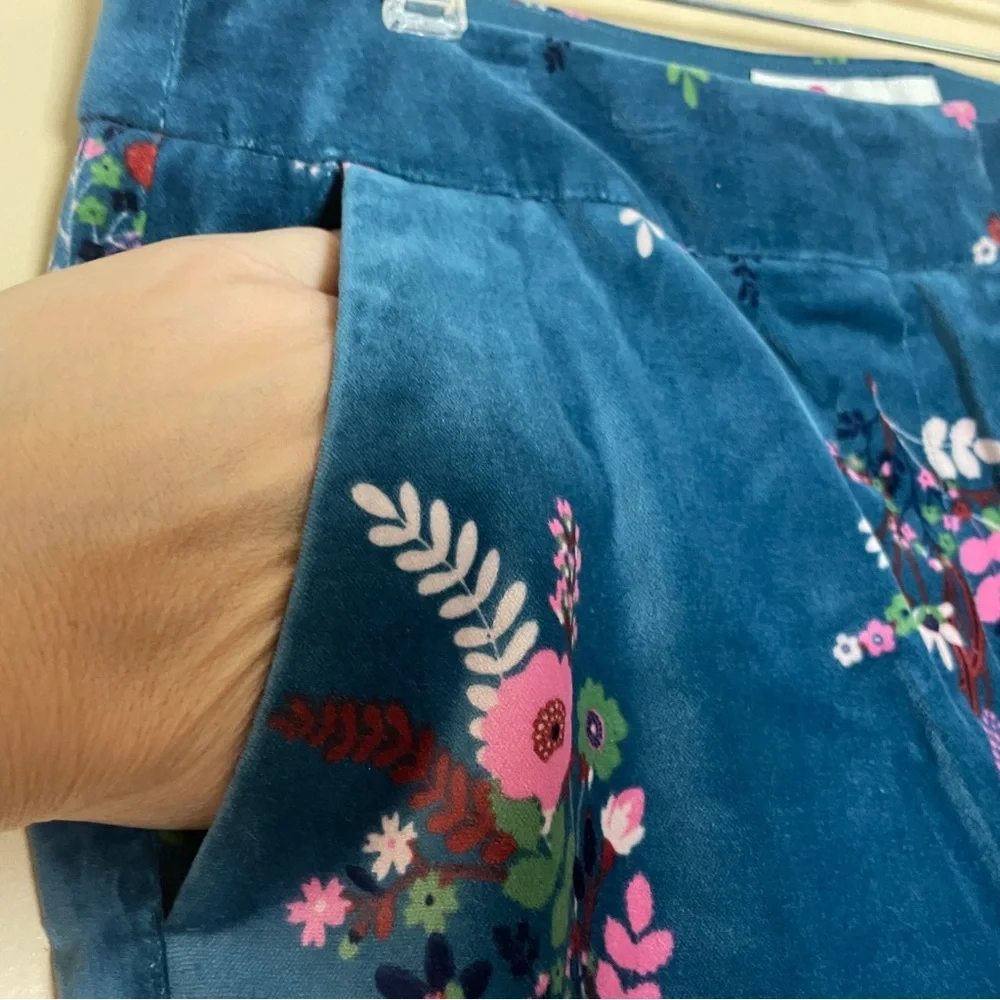 Boden Sackville Crop Pants US 8P Floral Stretch Velvet Business Casual - Picture 7 of 11